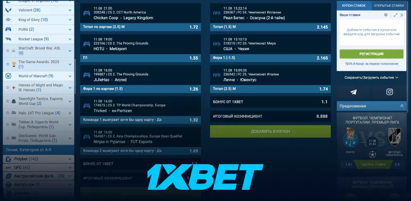 Ставки на киберспорт с высокими коэффициентами в 1хбет